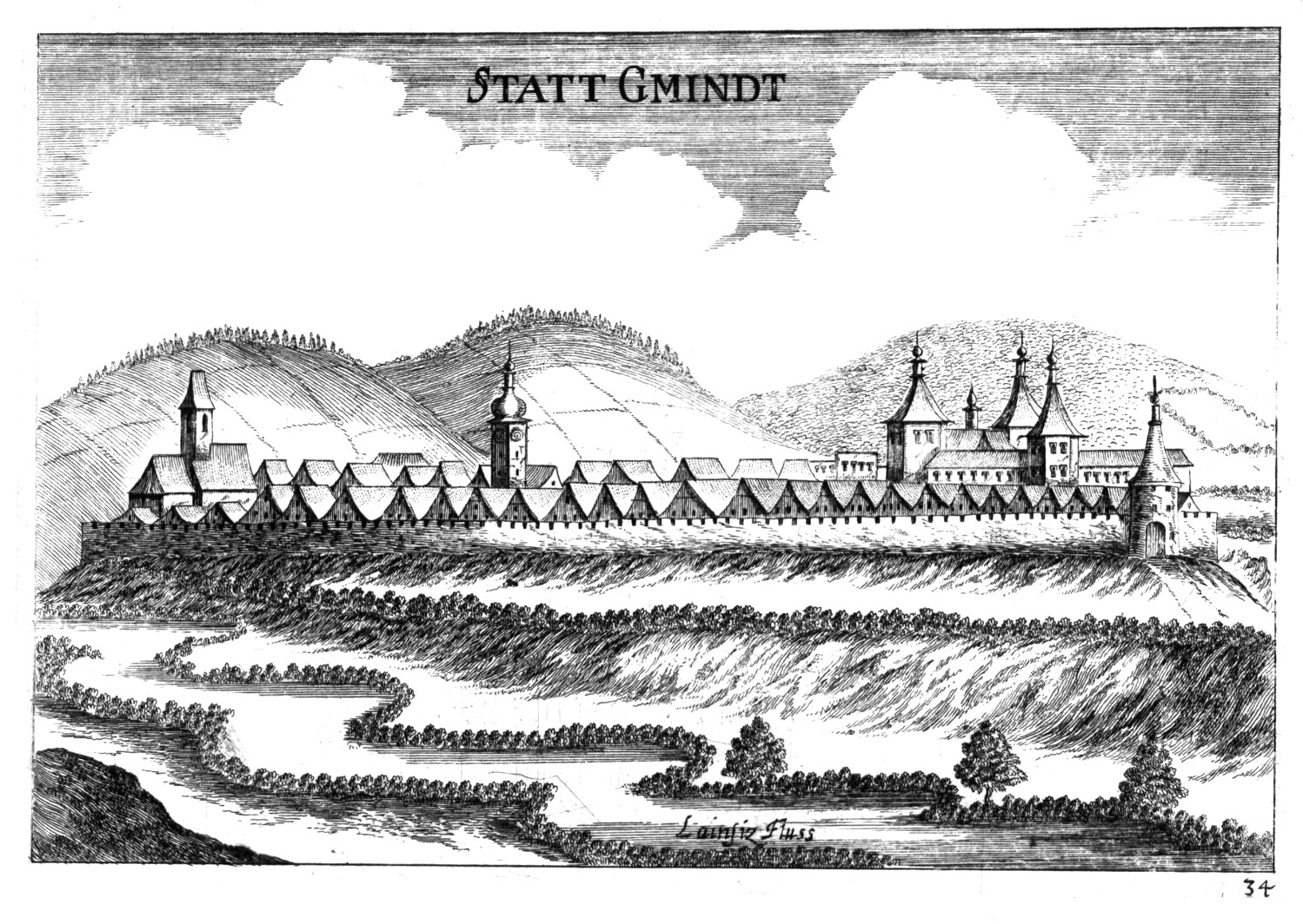 Kupferstich von Gmünd 1672 (G. M. Vischer)